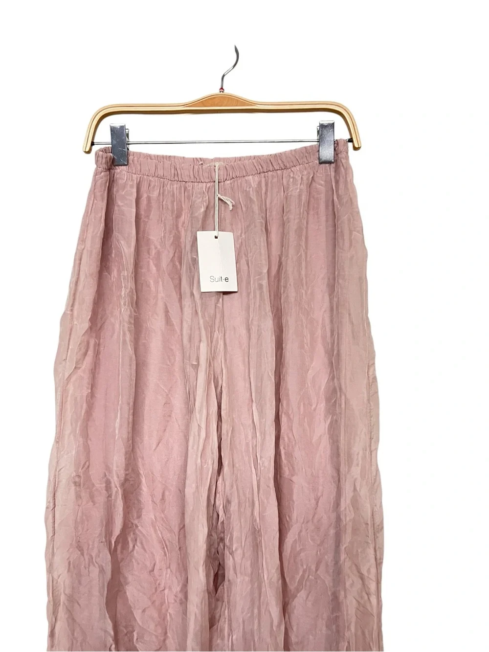 New‎ Suit.e Light Pink Women's Sheer Button-Front Top & Wide Leg Pants Vacation